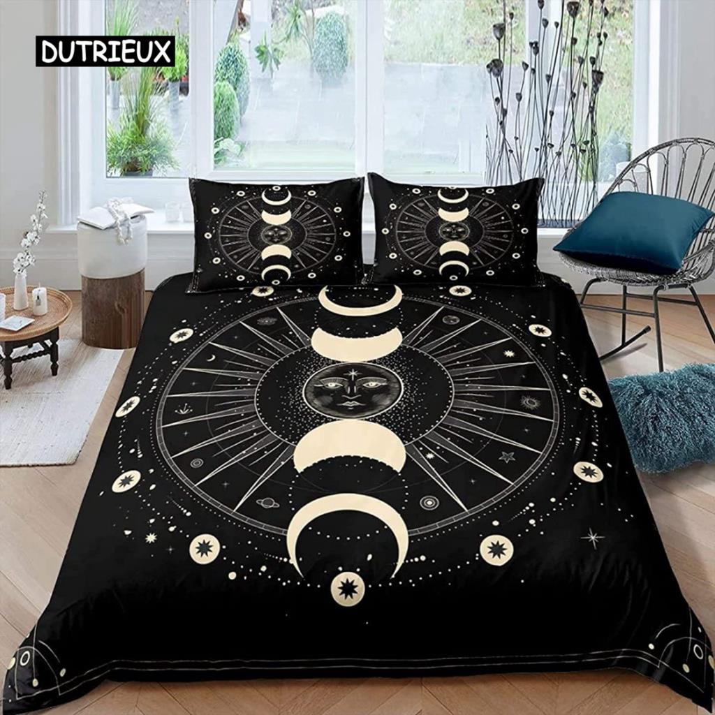 Mandala Duvet Cover Yellow Sun Moon Bohemian Exotic Twin Bedding Set Bedclothes for Teen Polyester Double Queen King Quilt Cover