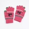 Korean Style Women's Warm Touch Screen Wool Gloves with Elk Print - Autumn/Winter Fashion, Christmas Couple Edition.