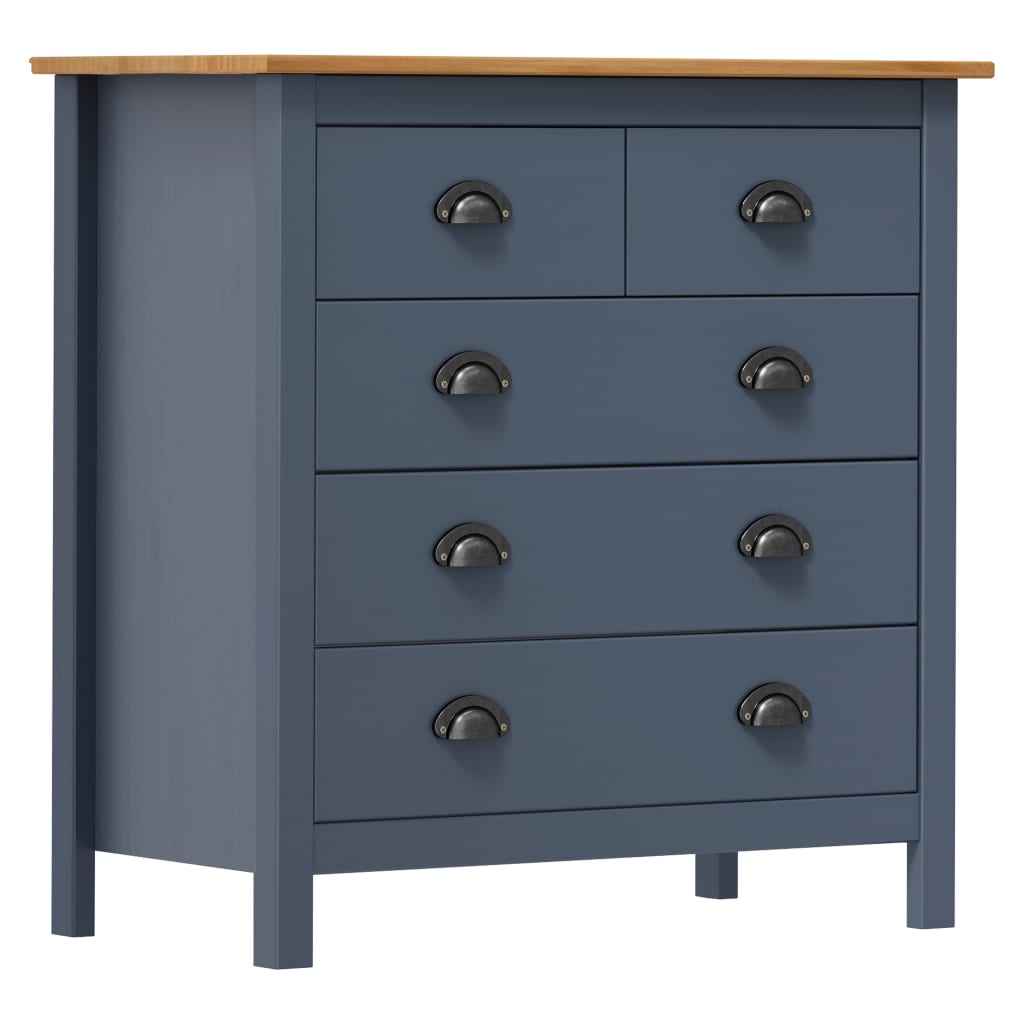 Hill Sideboard in Grau 79 x 40 x 80 cm Massivholz Kiefer