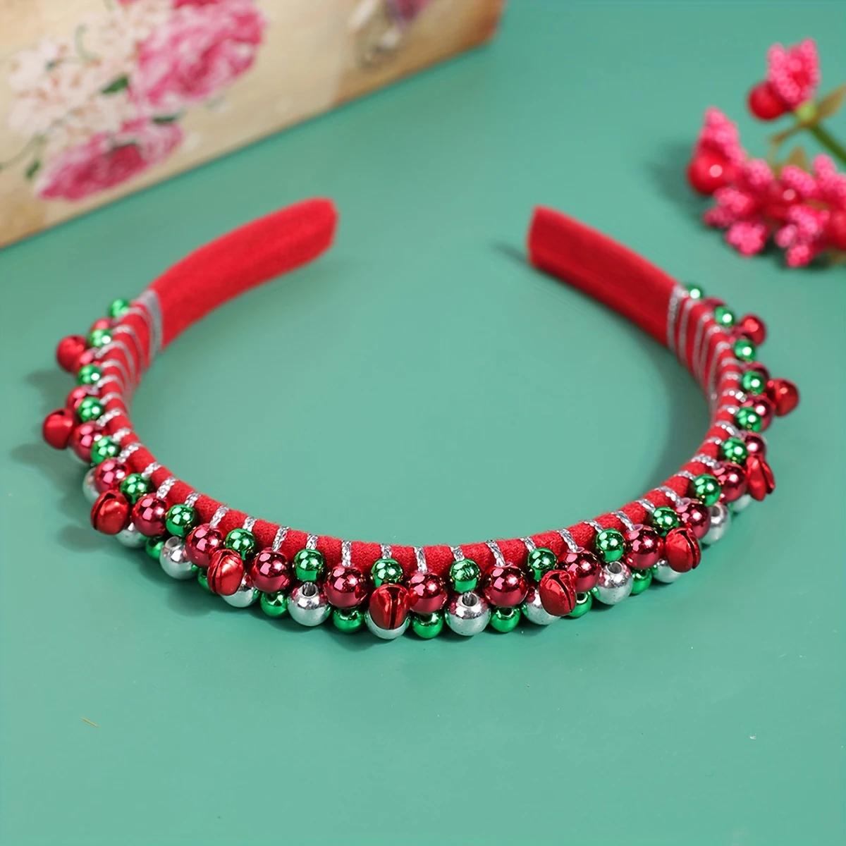 

Christmas Hairband for Women Fine Fringed Velvet Christmas Bells Beaded and Wrapped Hairband Decorations Simple Hair Accessory