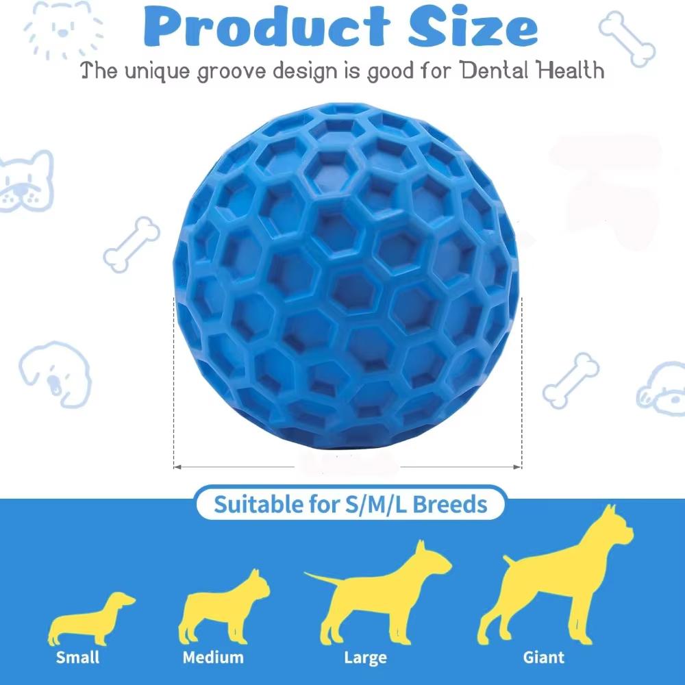 2pcs Indestructible Squeaky Dog Toys, Interactive Dog Balls Natural Rubber Puppy Ball for Dog Chew Toys Random Color