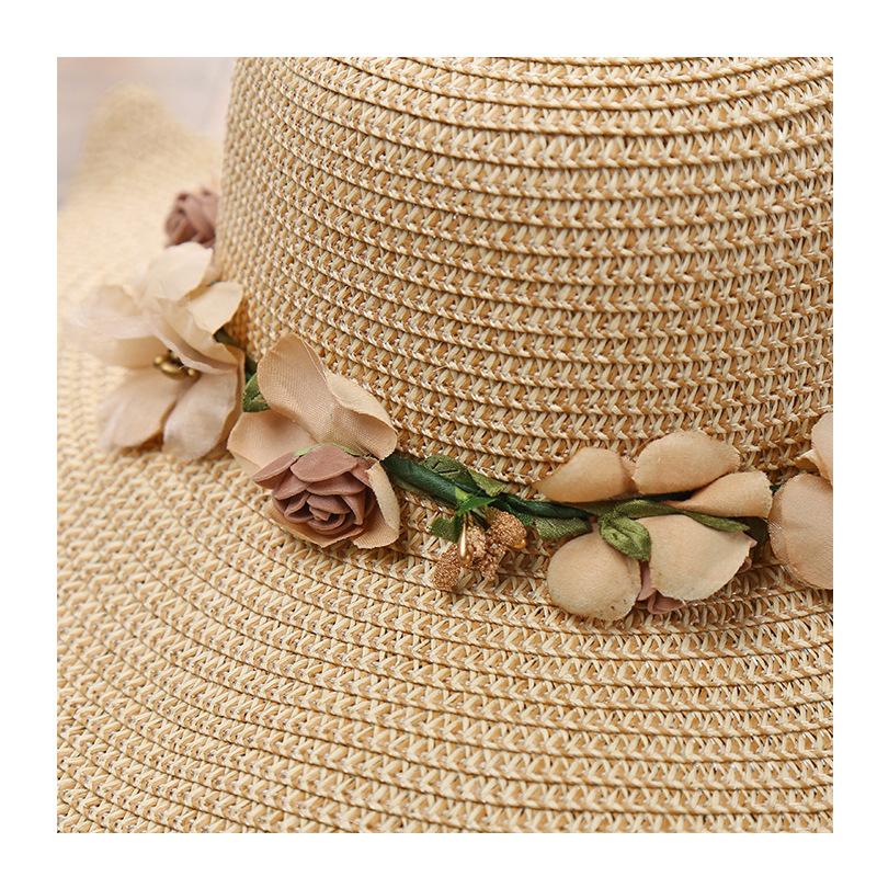 Ladies Womens Summer Sun Beach Floppy Floral Straw Hat Foldable Large Brim Hats