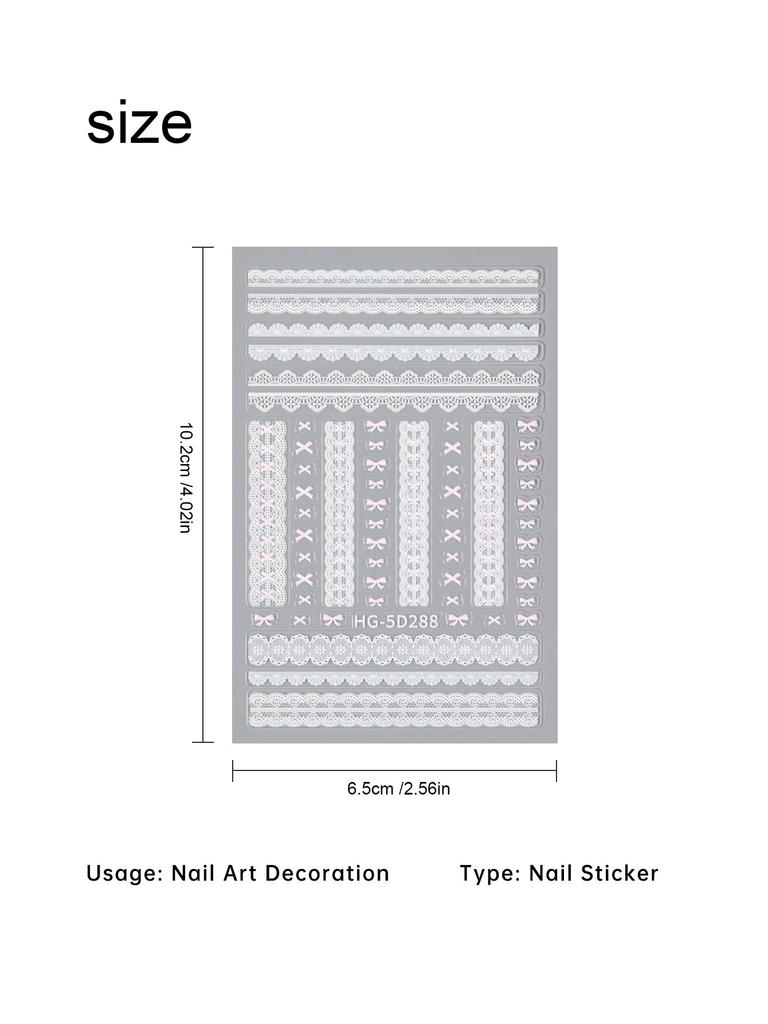 Pure Lace And Lace Nail Stickers 5d Embossed Sweet And Cool Cartoon Nail Stickers With Multiple Styles And Colors As Decorations