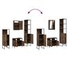 4 Piece Bathroom Furniture Set Smoked Oak Wood Based Material
