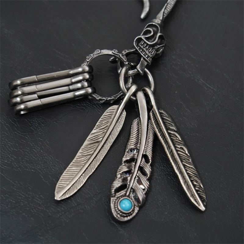 Vintage Stile Ästhetischer Feder Schlüsselanhänger Anhänger Mit Türkis Kreative Designs für Modebegeisterte Täglichen Gebrauch