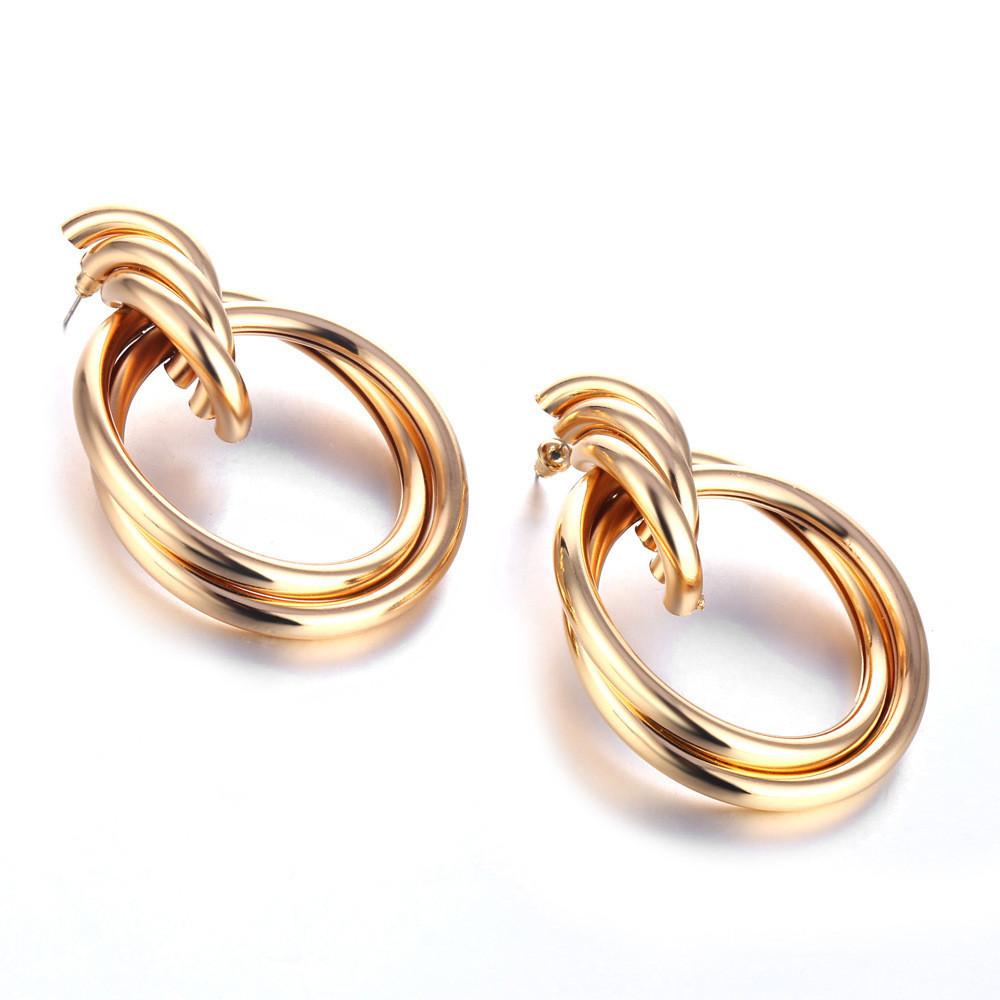 Geometric Elegant Gold Earrings For Women Contemporary Alloy Fashion Jewelry