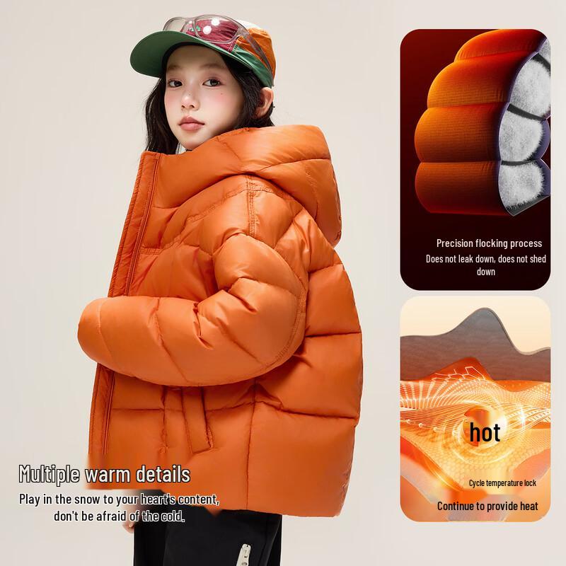 Wasserdichte Mädchen-Daunenjacke für draußen mit Kapuze