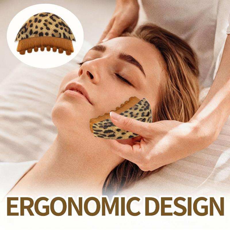 1Pcs Portable Chin Reduce Puffiness Lymphatic Drainage Massager Leopard Print Lymphatic Contour Face Brush For Face