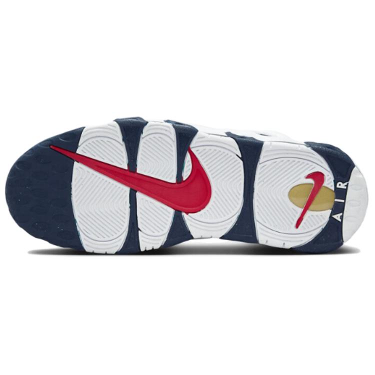 New Nike Air More Uptempo Olympic Abrasion Resistant Mid Top Vintage Basketball Shoes Men's White Blue 414962-104