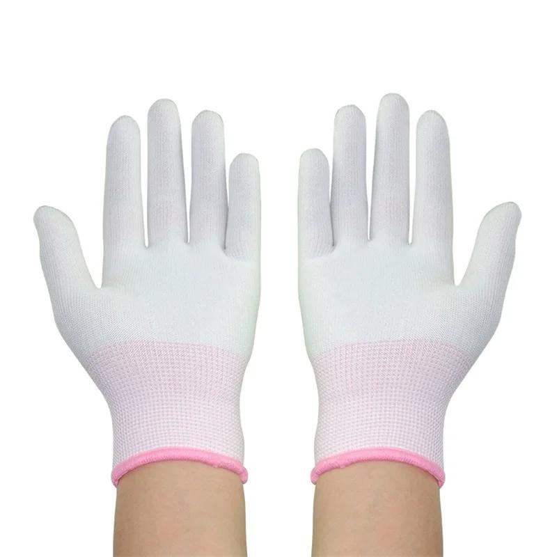 12 Paar/Dutzend Nylon PU Fingerbeschichtete Handschuhe Weiß Handschuh Antistatische Handschuhe Saubere Gestrickte Handschuhe