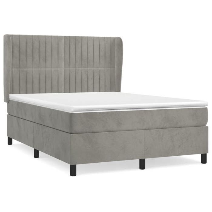 Maison Exclusive - Bed Slatted Base and Mattress Light Grey 140x200cm Velvet
