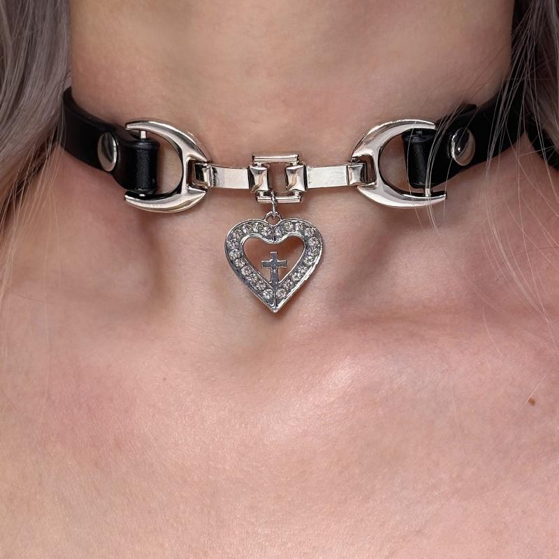 Y2K Accessories Fashion Peach Heart Pendant Necklace Crystal Sweet Cool Clavicle Chain Aesthetic Zircon