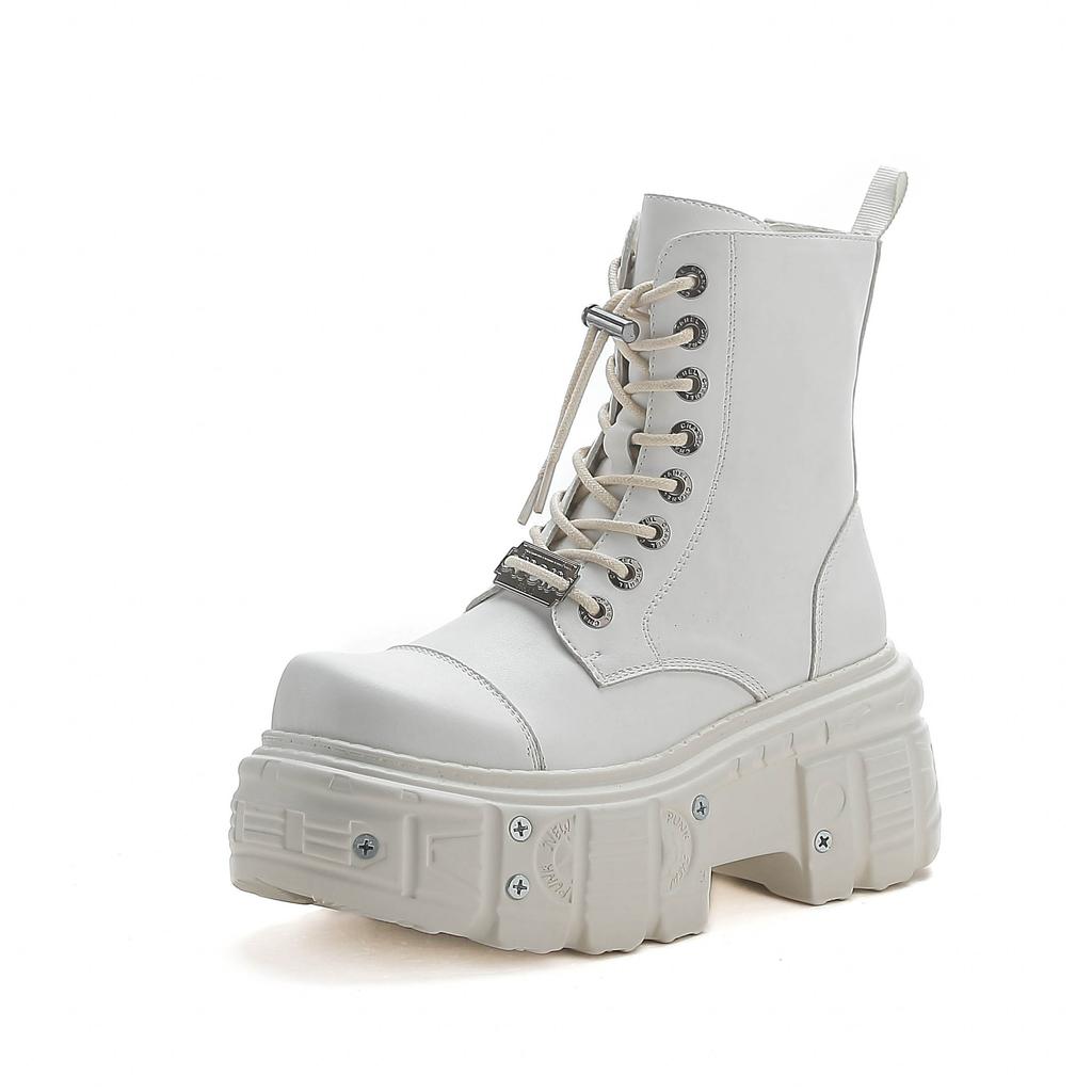 Special Black Motorcycle Boots Heavy Gold Platform Cross-border Martin Boots Female Punk Small Leather Shoes