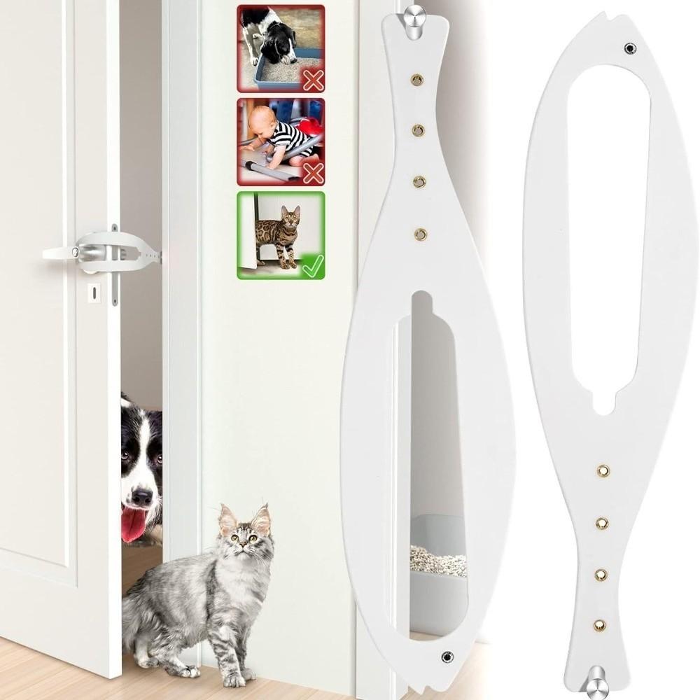 2pcs/set Adjustable Pet Separation Door Punch-Free Anti-dog Cat Door Bracket Elastic Gate Lock Fish Shape Cat Door Holder