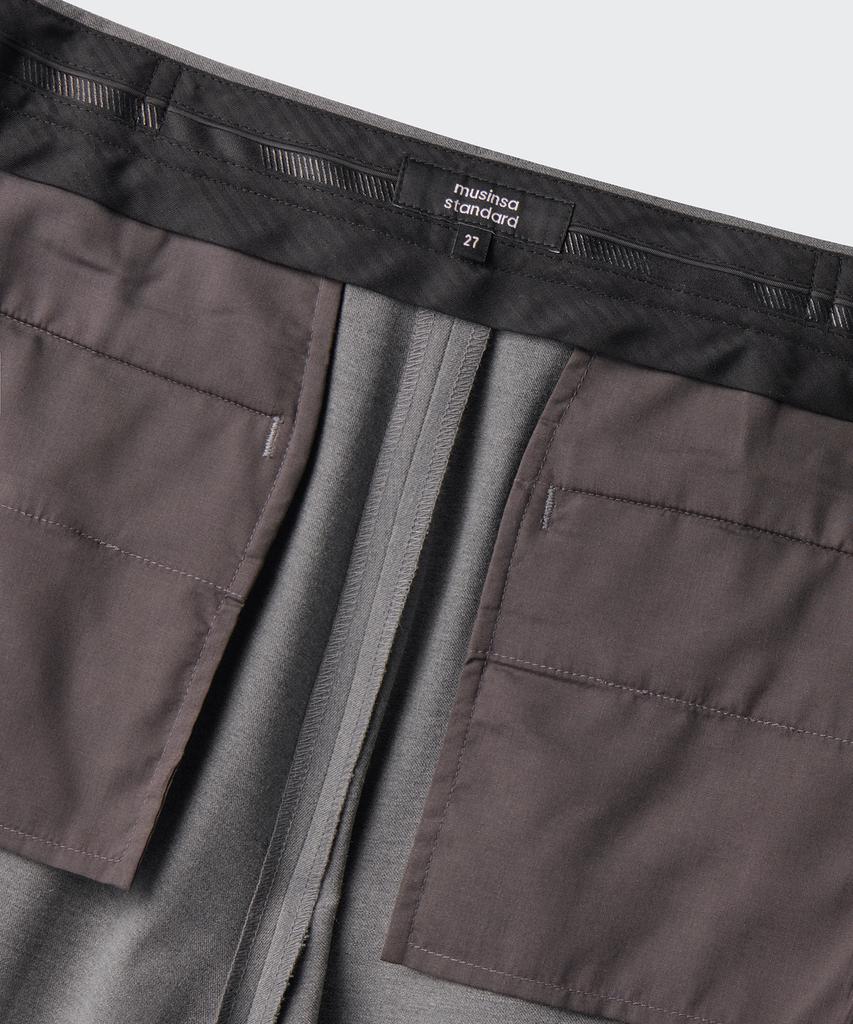 MUSINSA STANDARD WOMAN Women'S Low Waist Deep Tuck Wide Hidden Banding Slacks [Melange Gray]