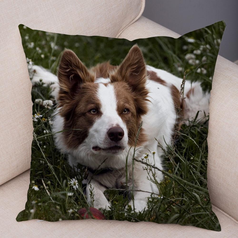 Niedlicher Schäferhund-Muster-Kissenbezug, Hundedruck, dekorativer Kissenbezug, Sofa-Auto-Büro-Kissenbezug
