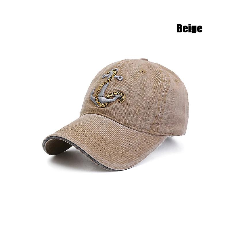 Washed Anchor Embroidered Denim Baseball Cap Outdoor Korean Style Distressed Summer Mens Cap