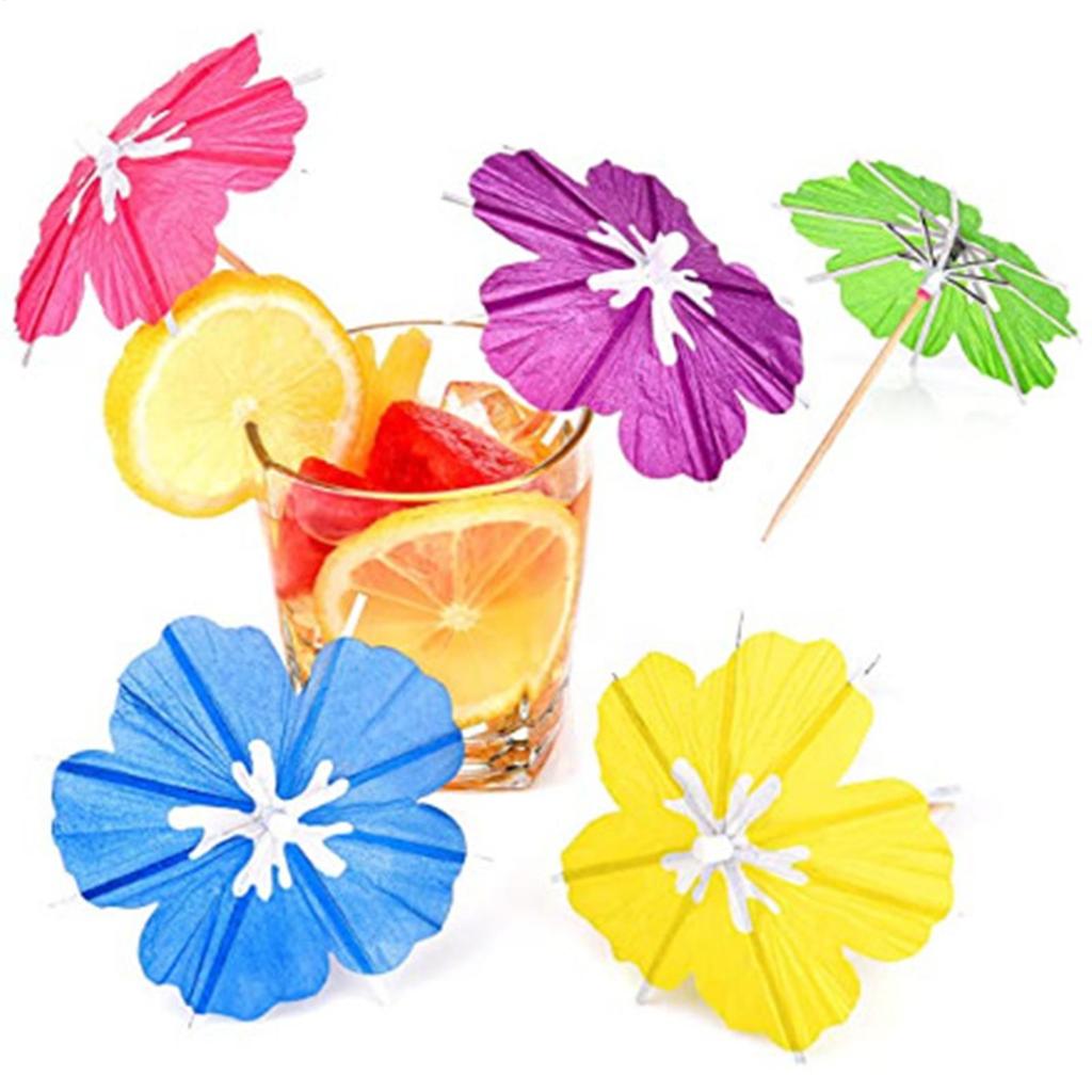 Drink Umbrella Toothpicks 10Pcs/set Colorful Luau Parasols Toothpicks Hawaiian Party Cocktail Paper Umbrella Toothpicks