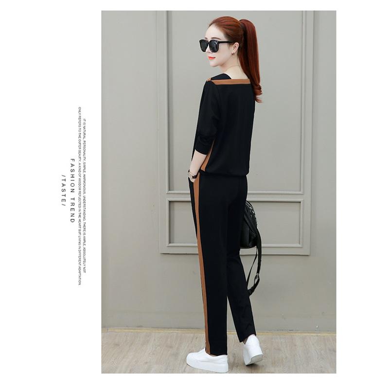 Women 2 Piece Tracksuit Set Color Block Long Sleeve Top Striped Jogger Pants Casual Sports Outfit