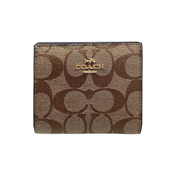 

Новый кошелек-кнопка COACH из канвы с кожаным держателем для карт, женский кошелек, коричневый монограммный C3309-IMCBI 9.9*2.0*8.9CM