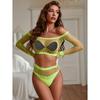 2025new Cup+Panty Fishnet Sleeve Bodystockings Sexy Lingerie Erotic Teddy Fantasy Corset Bodysuits for Women Mesh Sheer Babydoll