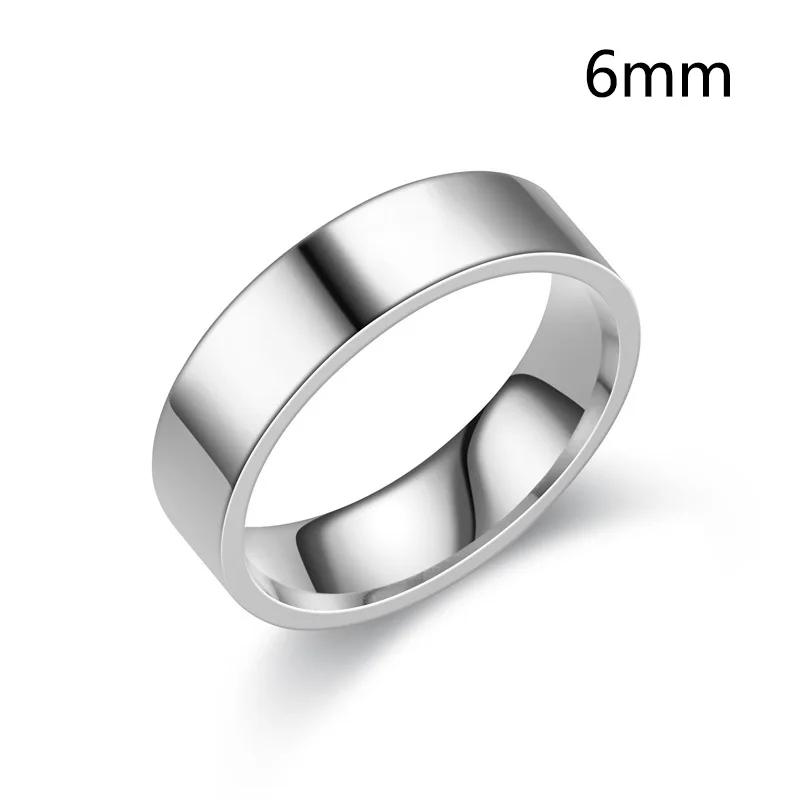 6/8mm Smooth Customized Stainless Steel Silver Color Ring for Women Men Custom Engrave Name Logo Lover Couple Charm  Gift