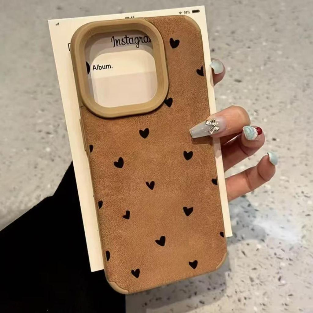 Heart Design iPhone Case for Models 12-16, Sheepskin Finish