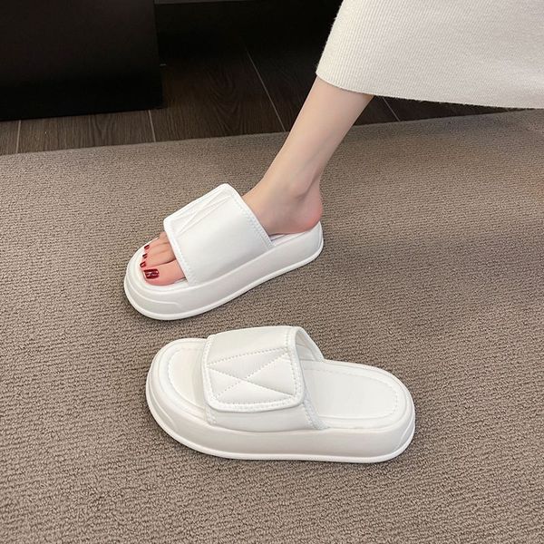 Fashion Slippers Casual Summer Women's Shoes Pantofle Slides Shale Female Beach Luxury 2025 Sabot Soft Flat Leisure Hook & Loop Female S