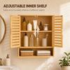 Bathroom Wall Cabinet, Wall Mounted Bathroom Cabinet with 2 Louvered Doors, Open Shelf and Adjustable Shelf Storage