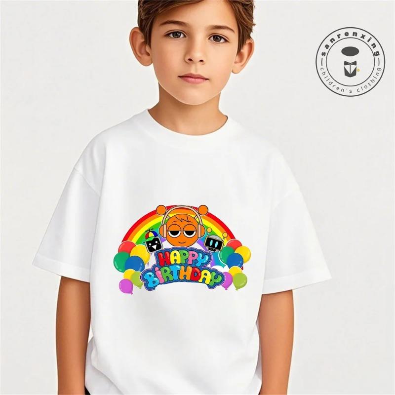 

Детские футболки Игра Sprunki Incredibox Мультяшный принт Мальчиковая футболка Летняя Повседневная С коротким рукавом Одежда для маленьких девочек Детские футболки 110