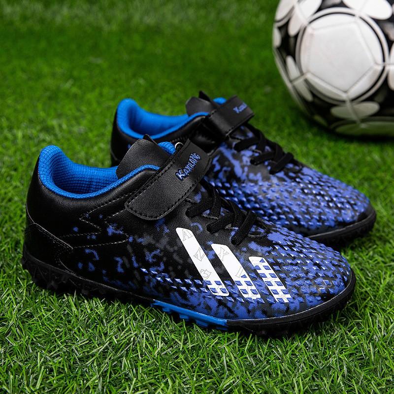 Youth Soccer Cleats Kids Boys Girls Low-Cut TF Rubber Sole Non-Slip Training Shoes With Hook-and-Loop