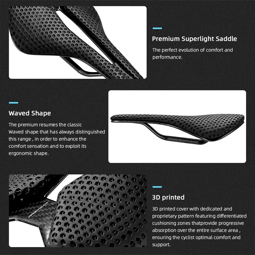 RYET Ultralight Carbon 3D-printed Bike Saddle Gravel Cycling Saddle Bicycle Saddle For Men Women Triathlon Road MTB Mountain