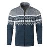 Men's Korean Style Slim-Fit Jacquard Knit Cardigan with Stand Collar