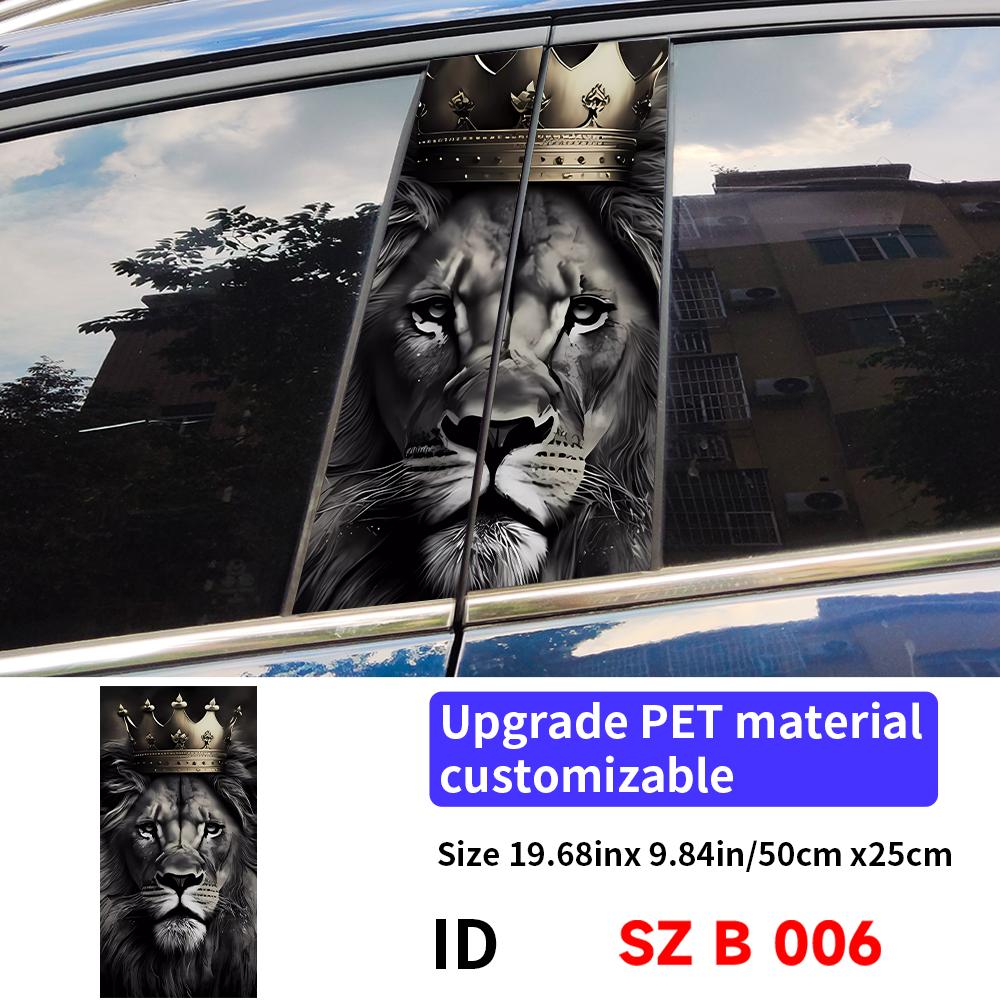 Lion Car Stickers Car B-pillar Decal Waterproof Stickers Auto Center Pillar Sticker Cover Scratches Vehicle Decor Accessories
