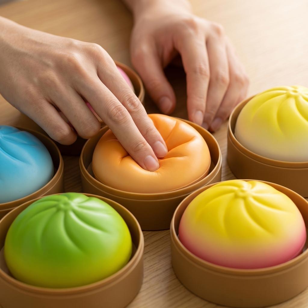 Dumpling Toy, Giant Glitter Dumpling, Colorful Dumplings Stress Balls Sensory Toy,Dough Ball Stress Relief Hand Toys With Food Steamer (Random Color)