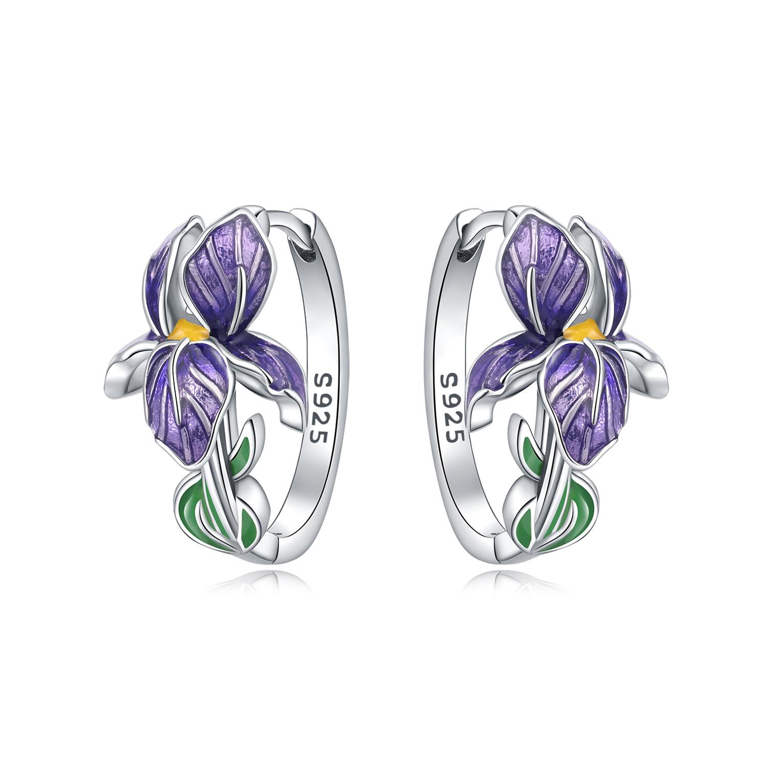 

Серьги из стерлингового серебра 925 пробы серии «Фиолетовые цветы», универсальные серьги-кольца для женщин, изысканные ювелирные изделия, подарки на день рождения