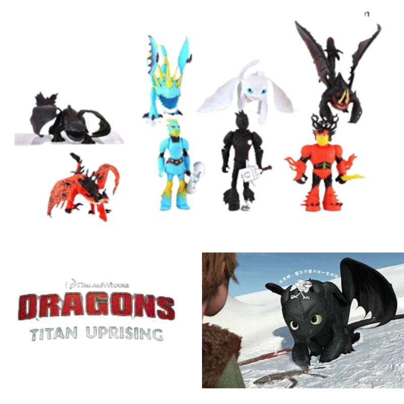 Dragon Toy Set 8-piece Night Fury Pvc Figures For Kids 4-6)