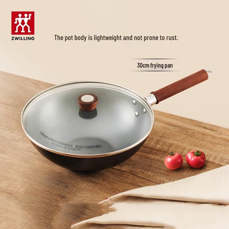 ZWILLING DRAGON 30cm Cast Iron Wok with Glass Lid