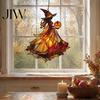 Fledermaus Wandkunst Hexe Acryl Sonnenfänger, Buntglas-Effekt Fenster Auto Hängeornament, Gotische Gruselige Einzigartige Themenzimmer Akzente mit Kürbis Laterne