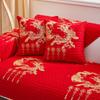 Festive Big Red Sofa Seat Cushion Universal In All Seasons Wedding Room Decoration Arrangement Cover Cloth Towel Wedding Non-Slip Cover