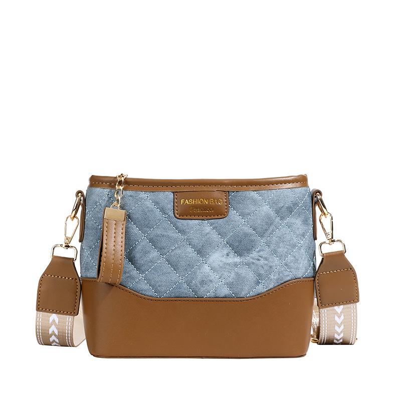 Rhombus embroidery thread small bag women's new popular versatile messenger bucket bag commuter shoulder stray bag