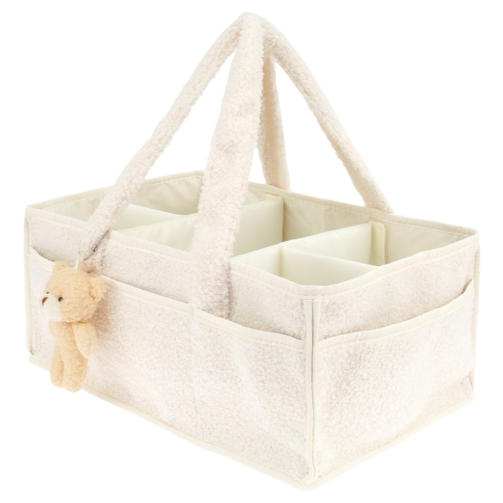 Baby Diaper Basket Portable Diaper Caddy Organizer with Removable Divider Multifunctional Baby Storage Basket for Changing Table