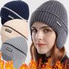 Unisex Warm Knitted Hat Plush Warmth Peaked Cap Earmuff Casual Fashion Faux Fur Lined Bomber Hats Cycling Ear Protection