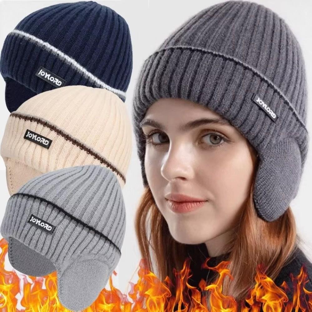 Warm Knitted Hat Thickened Ear Protector Cap Fashion Beanie Hat  for Outdoor Sports