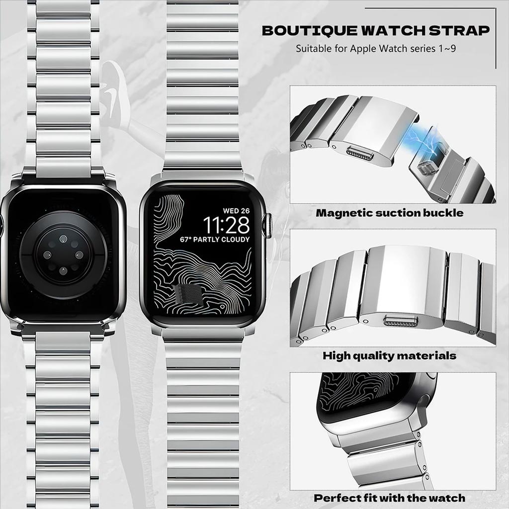 Luxury Metal Bracelet For Apple Watch Series 10 46mm Ultra 2 49mm 45mm 44mm Stainless Steel Magnetic Band For iWatch 9 8 7 6 5 4