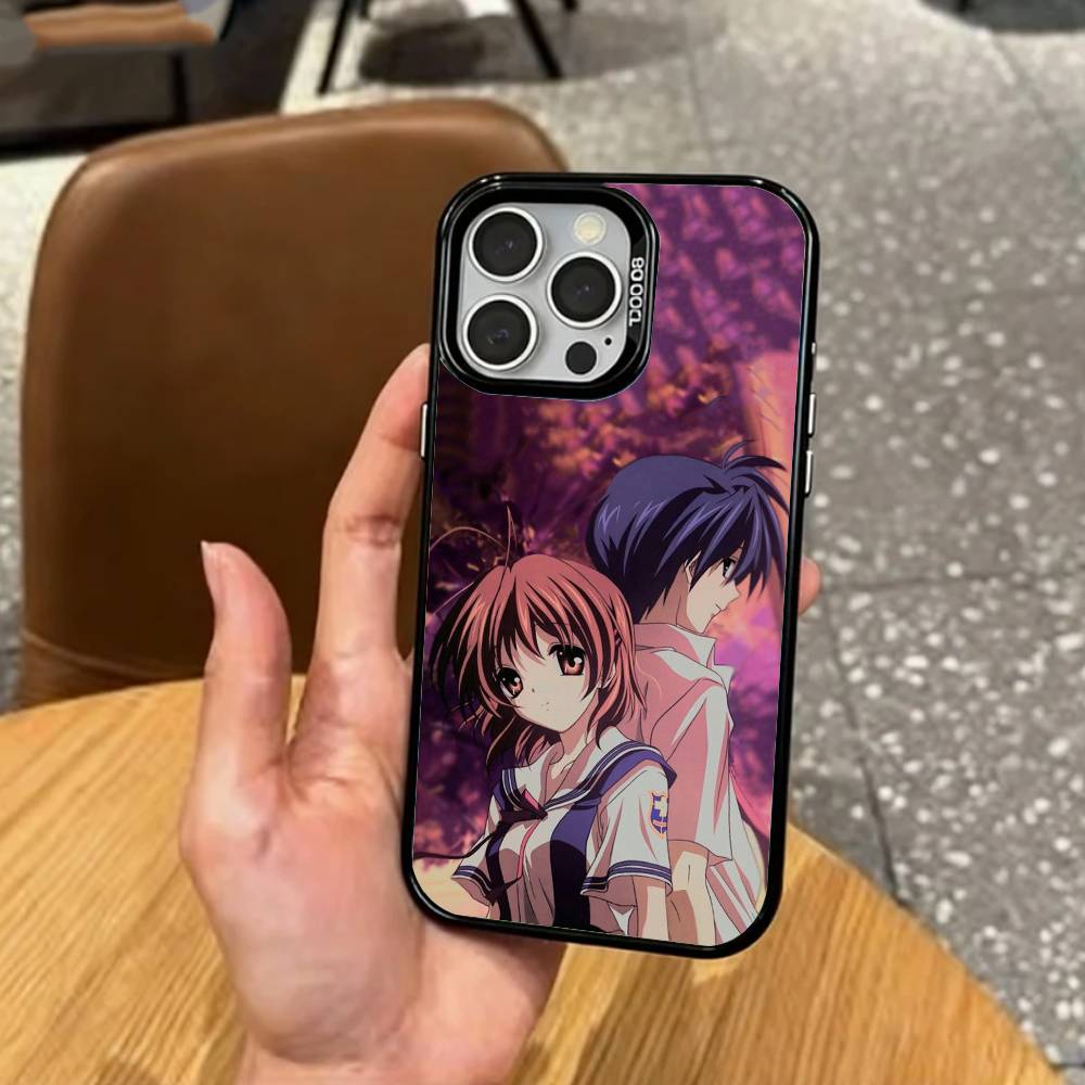 E-Emotional C-Clannad   Phone Case For iPhone17,16,15,14,13,12,11 Plus,Pro Max Colored Silver Plated Inside Cover