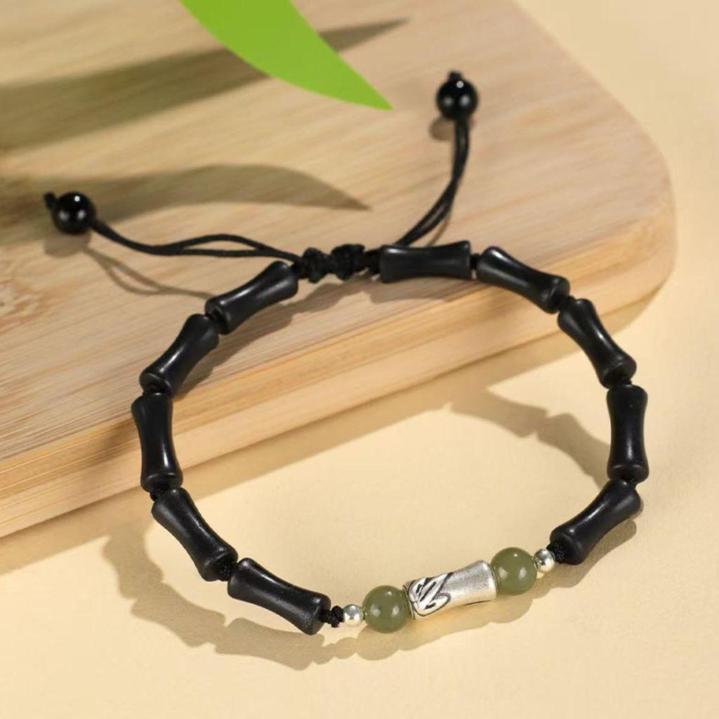 Bamboo Couple Bracelet Chinese Style Black Agate Bracelet Light Luxury Gift