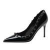Fashion Shoes for Women 2024 Slip on Women's High Heels Fashion Party Pumps Women Rivet Pointed Toe Shallow Thin Heels Shoes Female