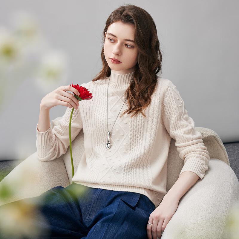 Kemeng Boka Women's Thickened 100% Wool Semi-High Collar Sweater