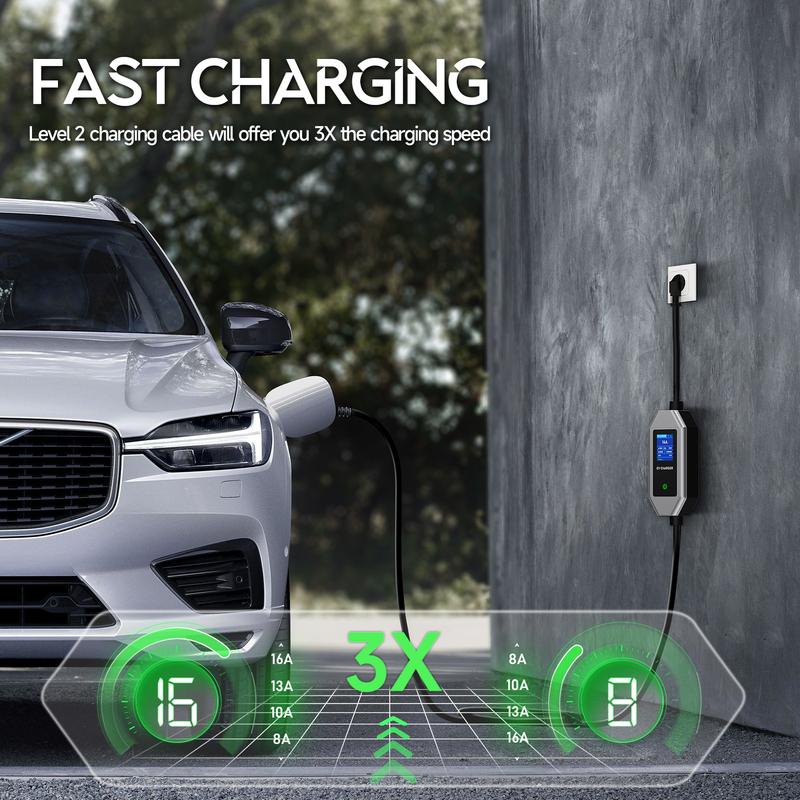 Portable EV Charger 7KW Fast Charging Cable Type2 IEC62196-2 32A with CEE Plug Type1 J1772 WiFi APP Bluetooth Remote Control